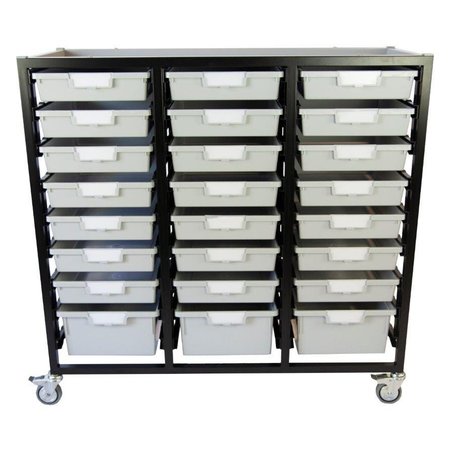STORSYSTEM Commercial Grade Mobile Bin Storage Cart with 24 Gray High Impact Polystyrene Bins/Trays CE2103DG-21S3DLG